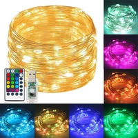 2023 new year christmas decoration fairy string lights outdoor 10m 100led rgb 16 colors remote garden light for holiday lighting