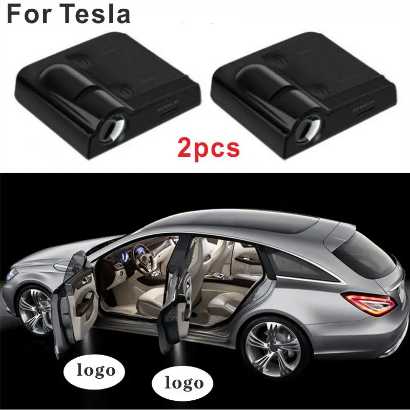 

2Pcs Auto Parts LED Door Badge Logo Welcome Light Laser Projector Shadow Change Decorative Light for Tesla MODEL-3 MODEL-Y