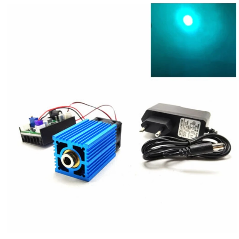 Focusable 488nm 60mw Cyan Blue Dot/Line/Cross Laser Diode Module Stage Light With 12v Fan