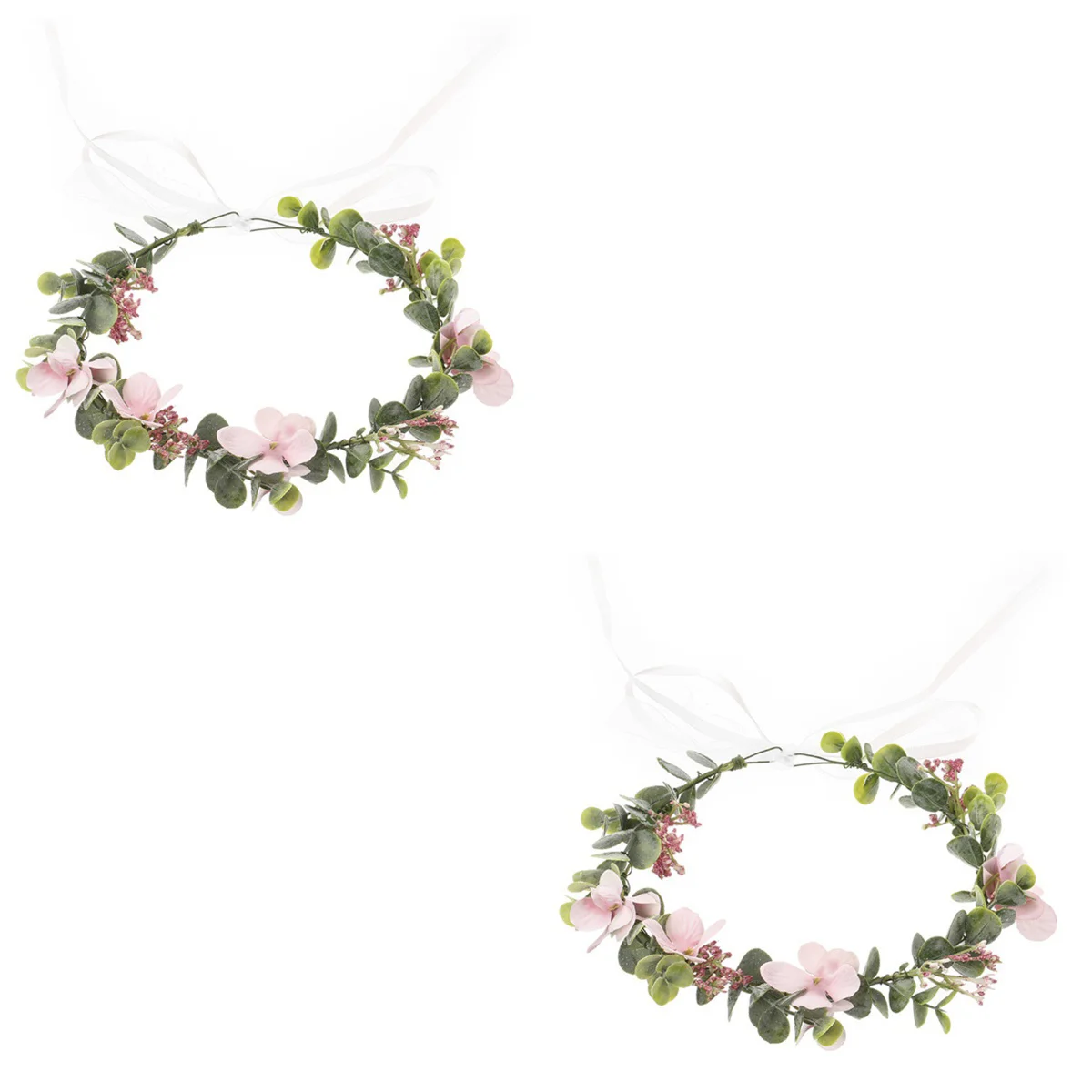 

2 PCS Baby Flower Headbands Bride Wreath Headwear Flocking Artificial Delicate Crown Floral Decorative Headdress Woman