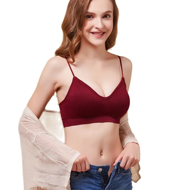 

2022 Threaded Chest Wrap with Chest Pad No Steel Ring Seamless Anti-broad Chest Beauty Back Cozy Sports Yoga Bra Lingerie Women