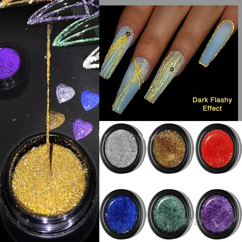 

6 Colors Optional Reflective Nail Art Design Glitter Nail Gel Wire Drawing Flower Line Gel Spider Gel Varnish DIY Manicure
