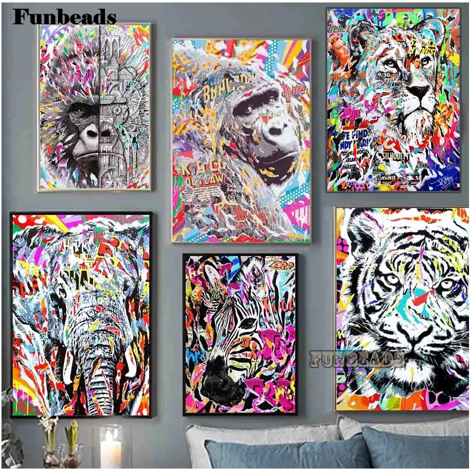 

Граффити, искусство, абстрактные животные, «сделай сам», ландшатан, слон, полная прорезь, алмазная вышивка, подарок, домашний декор FF7419