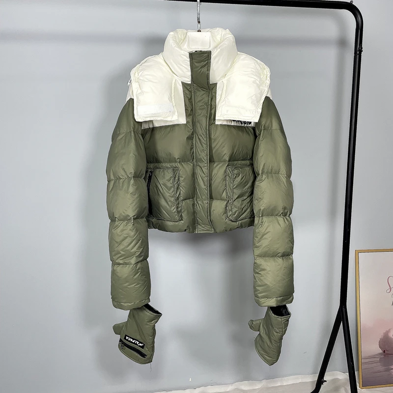 Женская зимняя куртка на белом утином пуху 2022 Модная парка женская утепленная