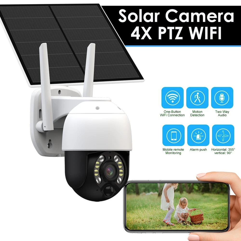 

IP-камера видеонаблюдения с солнечной панелью, Wi-Fi, 360 P, 3MP