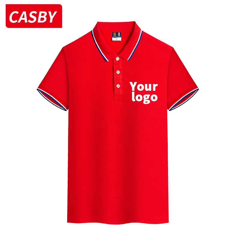 Летняя мужская рубашка-поло из 100% хлопка недорогая Повседневная с коротким
