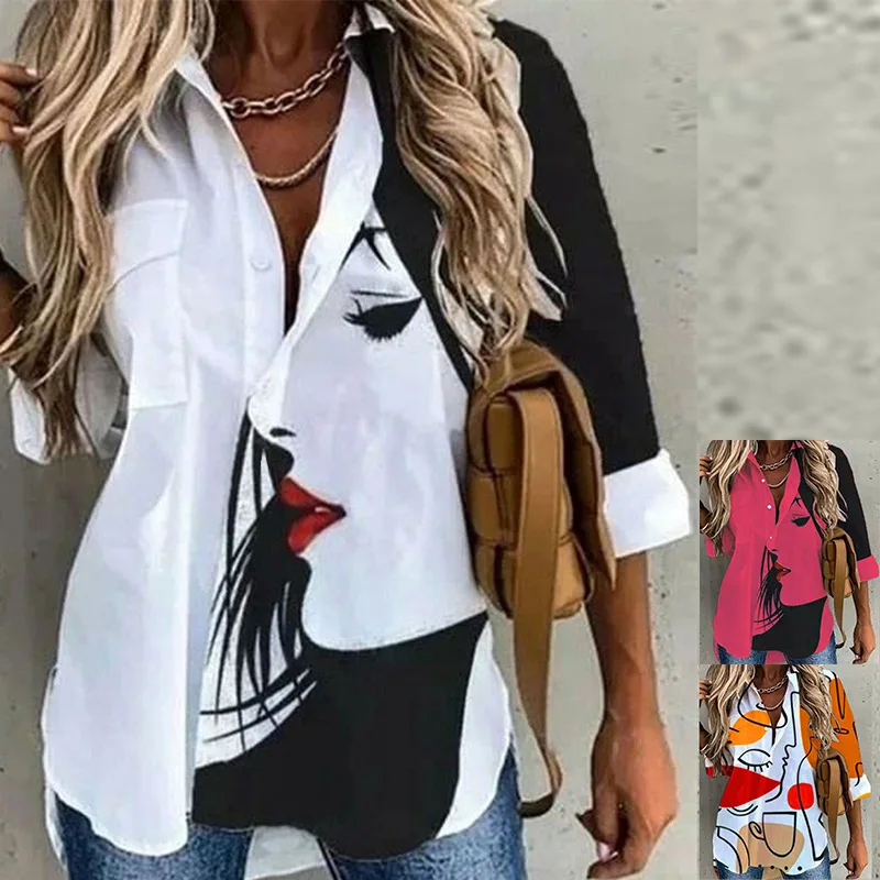 

Loose Casual Women Shirt Long Sleeve Single Breasted Print Ladies Shirts 2022 New Blouses Streetwear Spring And Autumn Fashion
