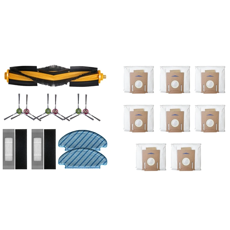 

2 Set Vacuum Cleaner Parts: 1 Set Mop Cloth Side Brush HEPA Filter Main Brushes & 1 Set Leakproof Dust Bag