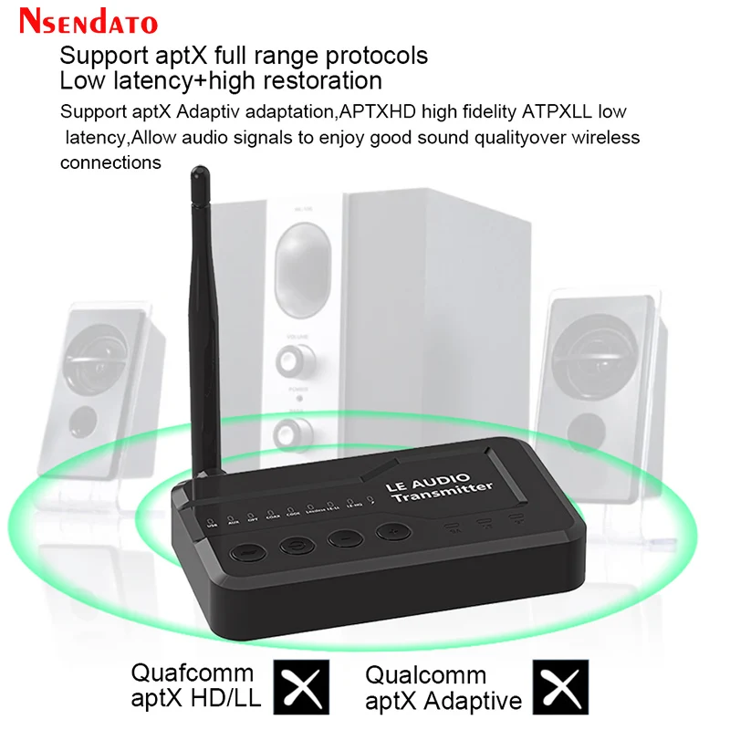 Фото Wireless Bluetooth-Compatible V5.3 LE Audio Music Transmitter Adapter With Aptx lossless Auracast LC3 for TV 3084 headphons Game №5