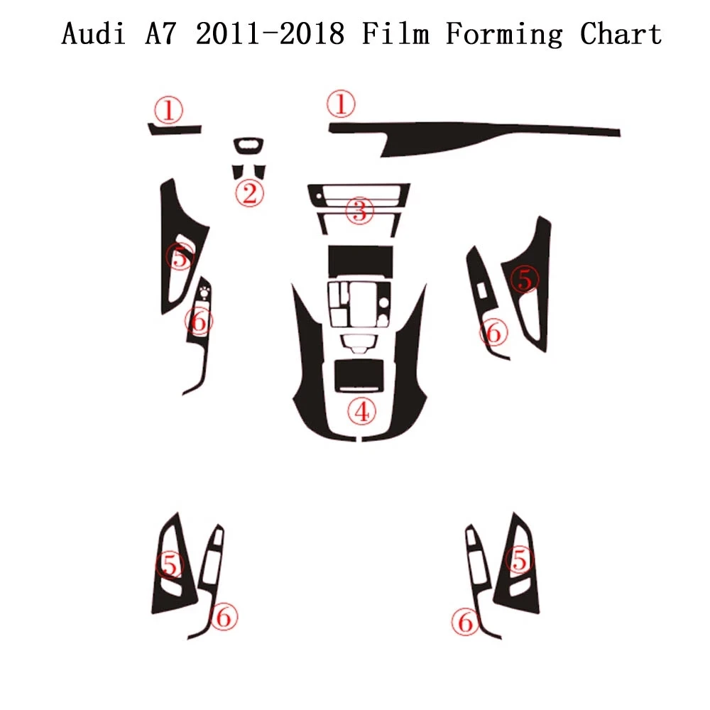 

Наклейки 3D/5D из углеродного волокна для Audi A7 2011-2018, внутренняя панель Центрального управления, дверная ручка, аксессуары для стайлинга автомобиля