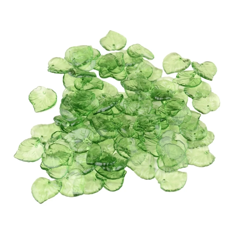 

100pcs Acrylic Green Leaf Loose Beads Leaves Charm Pendant DIY Accessories Necklaces Keychain Earring Jewelry Gift DropShip
