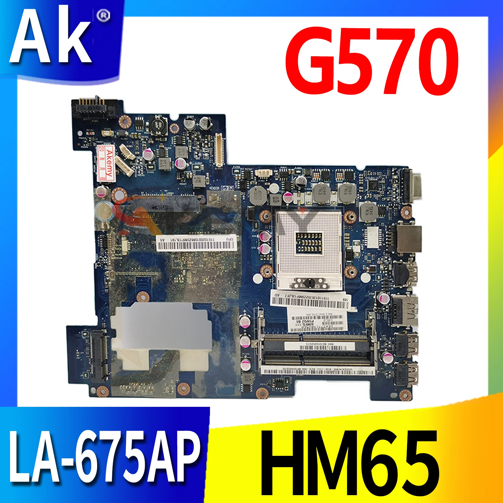 

Laptop motherboard For LENOVO IdeaPad G570 HM65 PGA989 HDMI Mainboard PIWG2 LA-675AP 11013570