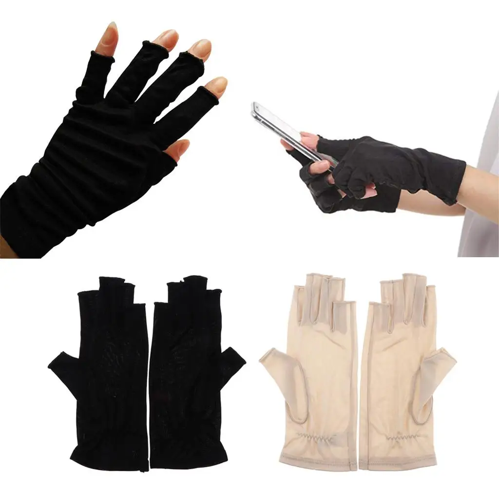 

Lightweight Silk Thermal Fingerless Gloves for Bikers Dog Walkers Cyclists