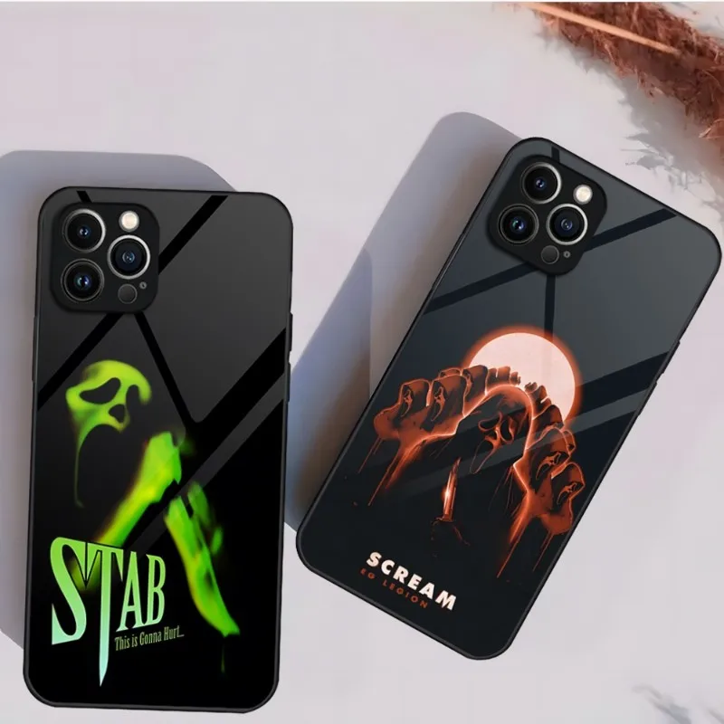 

Ghost Face Scream Horror Phone Case For IPhone 14 Pro 12 13 11 Mini X XS XR Max 8 7 6 Plus SE 2020 Glass Design Back Cove