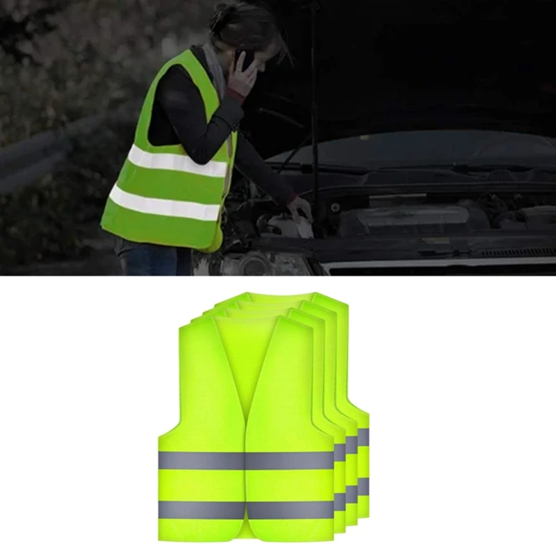 

4 Pcs Safety Vests Car Vest Safety Vest Safety Warning Vest EN471 With 360 Degree Reflective Stripes And Buckle