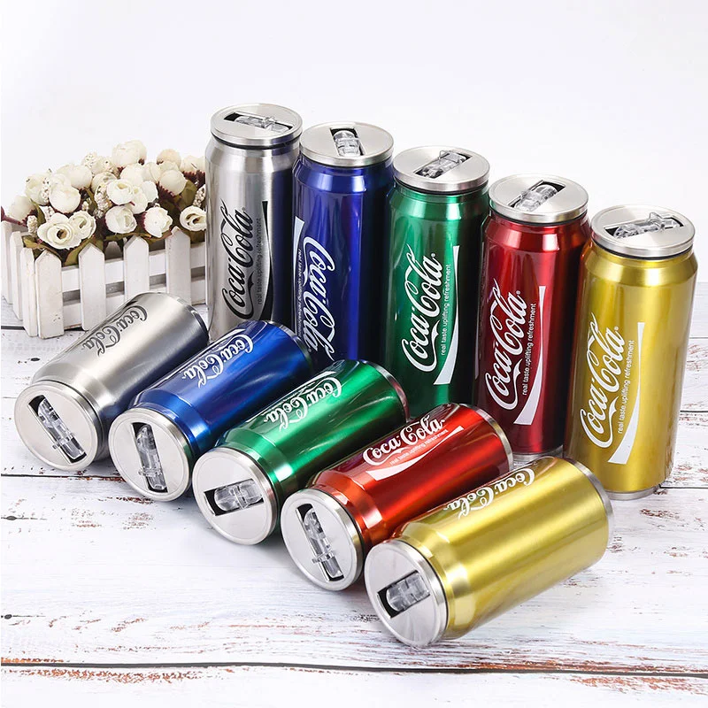 

New Water Bottle Creative Stainless Steel Thermos Cup Portable Travel CokeCan Shape Coffee Insulated Cup Drink Mug Student Straw