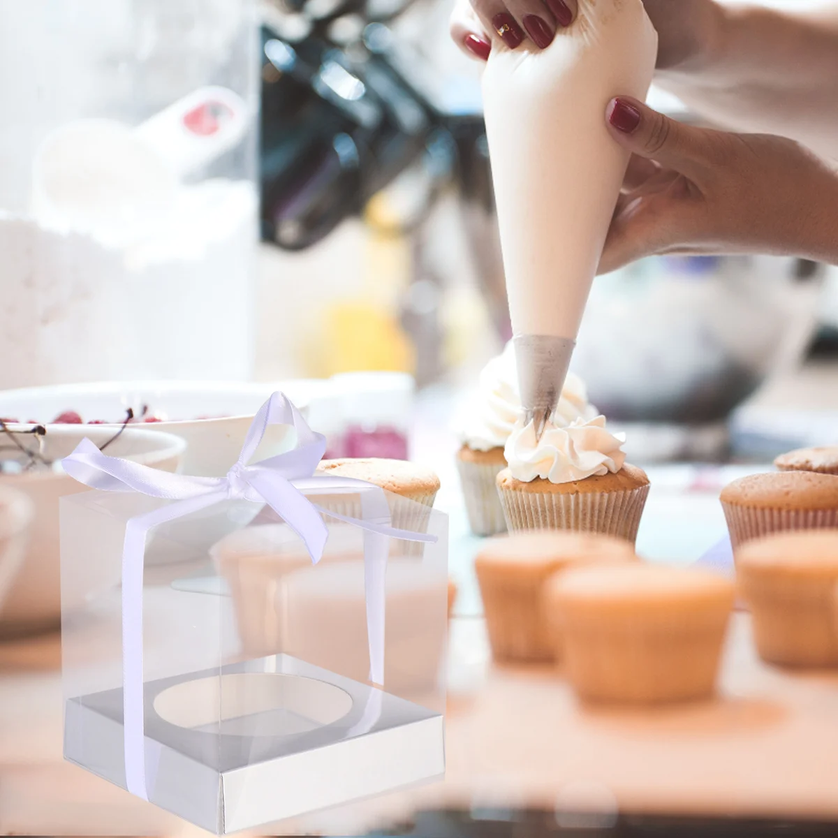 

Cake Box Boxes Display Baking Packing Birthday Transparent Carrier Cupcake Clear Tall Gift Cookie