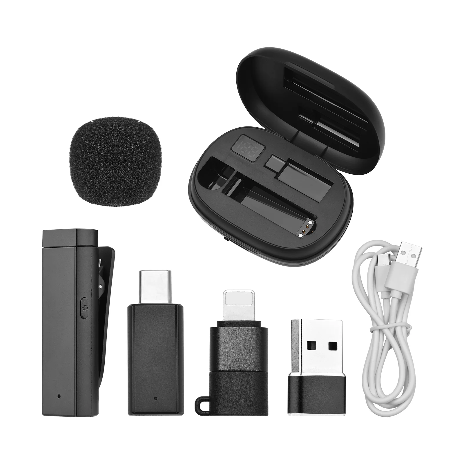 

Mini Clip-on Microphone Smart Noise-Reduction Mic with Charging Case for iOS Android Smartphones Computer Live Stream Interview