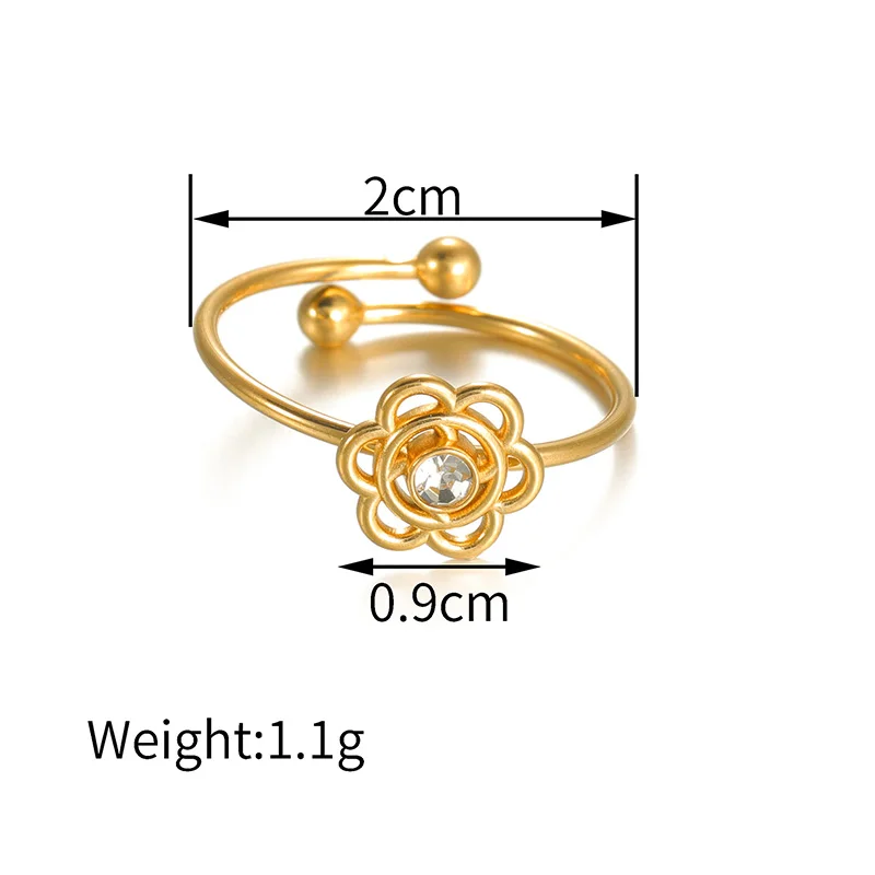 Искра сладкий звездный цветок с цирконом открывающееся кольцо из нержавеющей