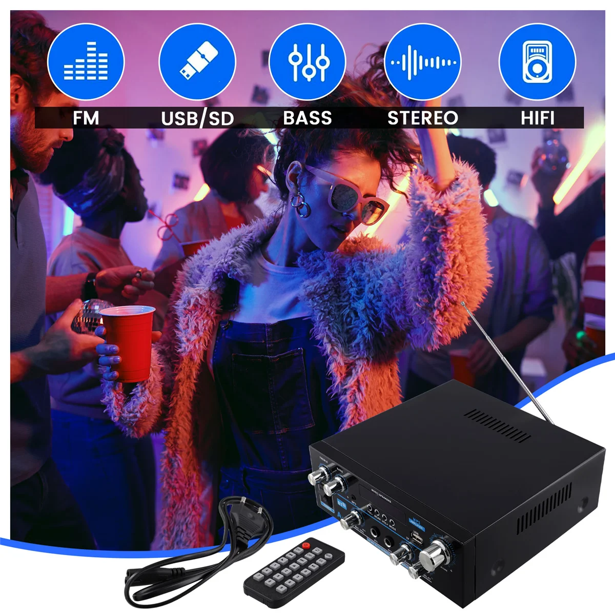 AK55 Аудиоусилитель 2.0 Канальный HIFI Цифровой Bluetooth Усилитель USB EU PLUG