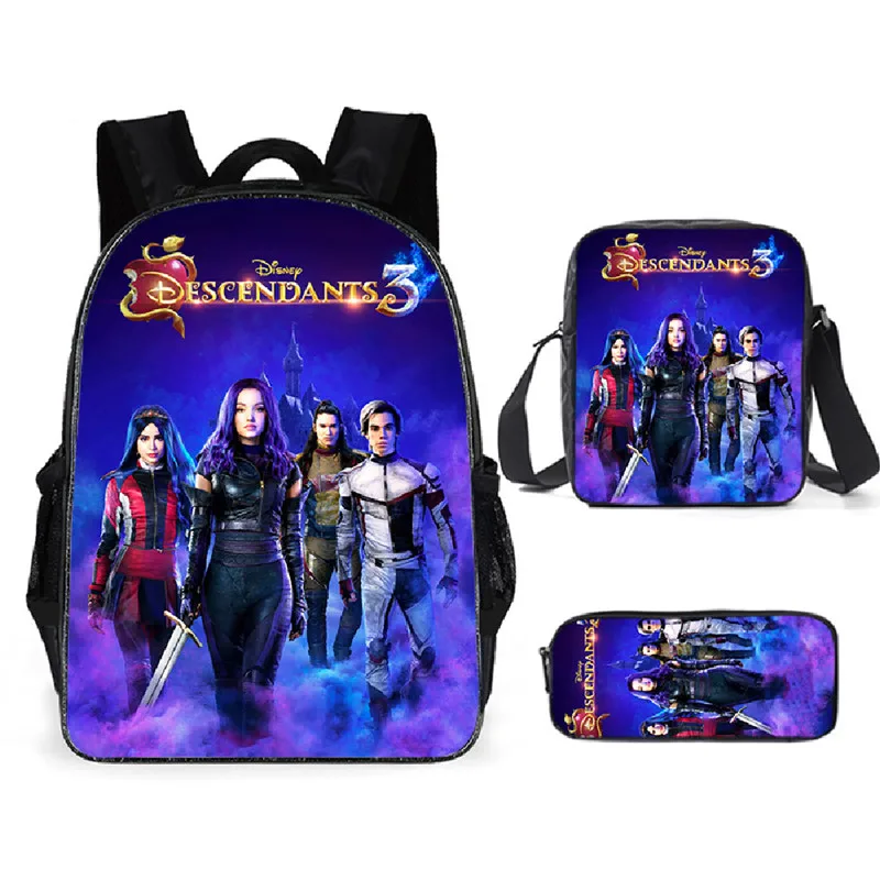 Genuine Disney Movie Descendants 3 Fashion Backpack Children's School Bag with Pencil Case Men Women Travel Backpack Xmas Gift