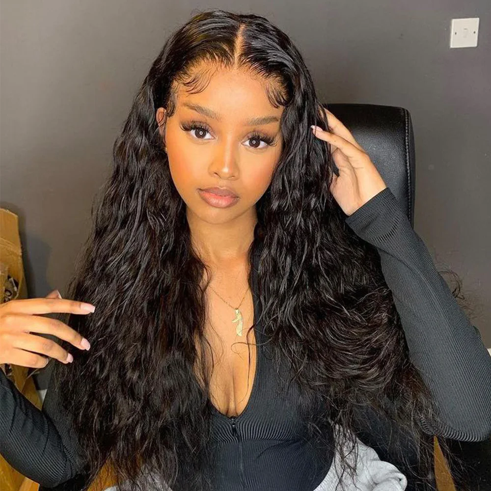

Synthetic Lace Front Wigs Long Kinky Curly Black For Women With PrePlucked Baby Hair Heat Resistant Fiber Hair Daily Wear Wig