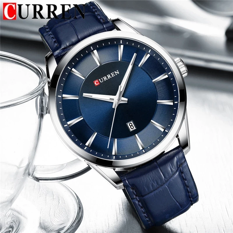 

CURREN Top Luxury Brand Business Men Clock Calendar Quartz Waterproof Watch for Men Leather Strap Male Wristwatch Reloj Hombres