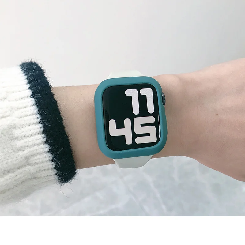 Candy Soft Silicone Case for Apple Watch 3 2 1 42MM 38MM Cover Protection Shell for iWatch 4 5 6 SE 44MM 40MM Watch Bumper black