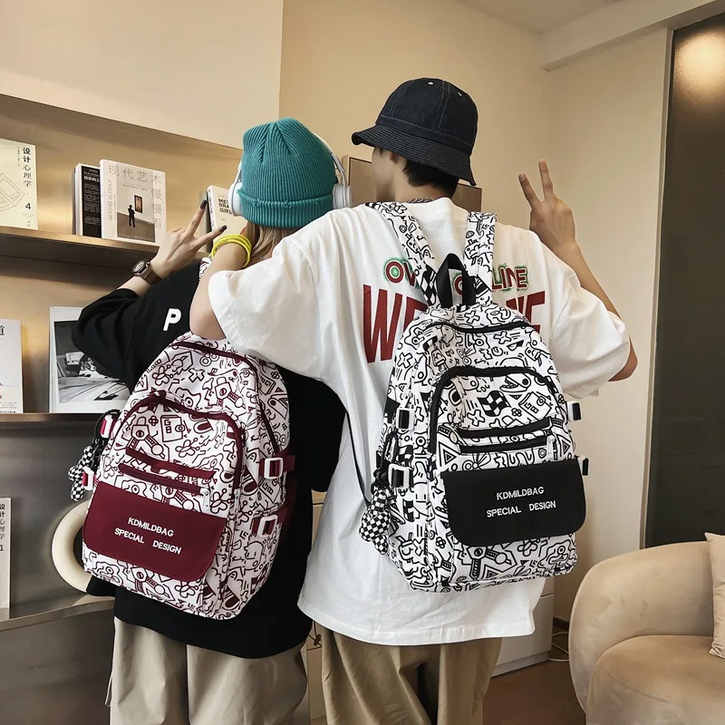 

Women's Backpack Solid Color Female Multi-pocket Casual Woman Travel Bag High Quality Schoolbag for Teenage Girl Book Knapsack