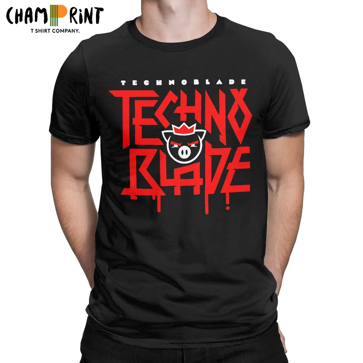 

TechnoBlade Logo Red Men's T Shirts Dream Team Novelty Tee Shirt Short Sleeve Crew Neck T-Shirt 100% Cotton Plus Size Tops