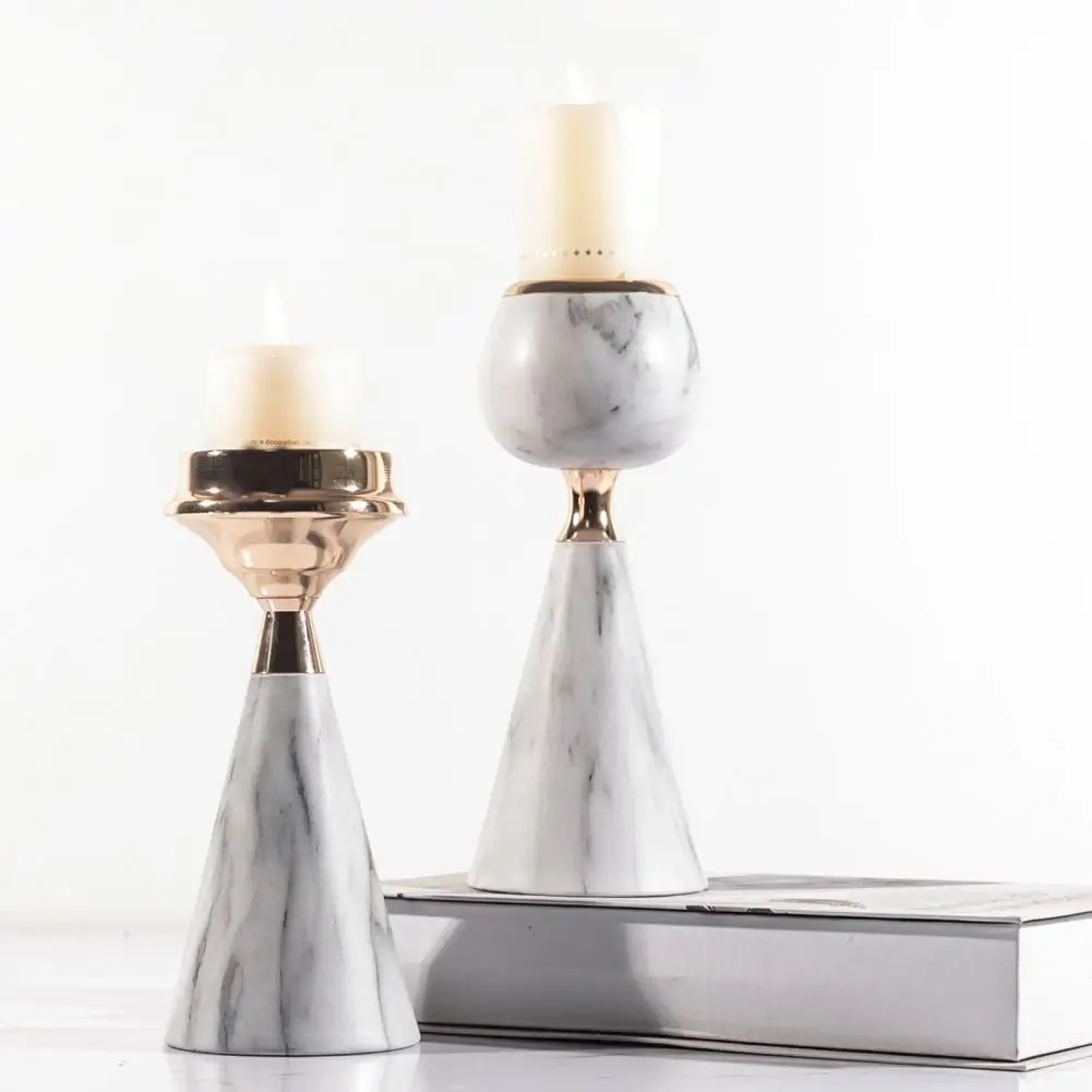 

Fashion Marble Texture Candle Holder Elegant Decorative Heat-resistant Sturdy Table Centerpiece Candle Stand for Home Decor