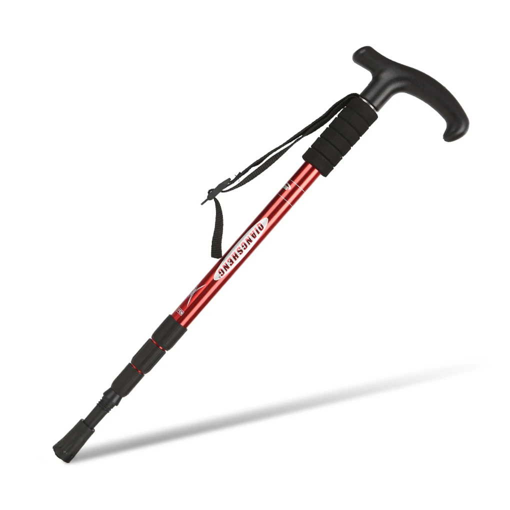 Trekking Poles Hiking Walking Sticks T Grip Mountaineering Backpacking Crutch Aluminum Alloy Anti-shock Portable Skiing Cane |