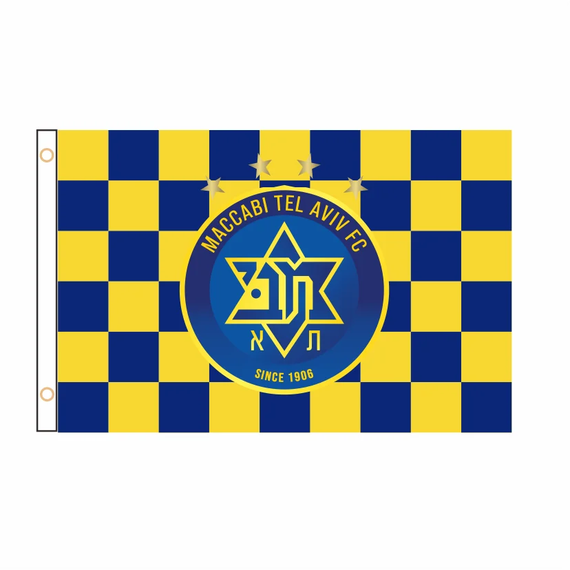 

Support customization New Maccabi Tel Aviv Israel Football Club Flag Banner 2ft*3ft 3ft*5ft Decorations for Home Banner QZ-226