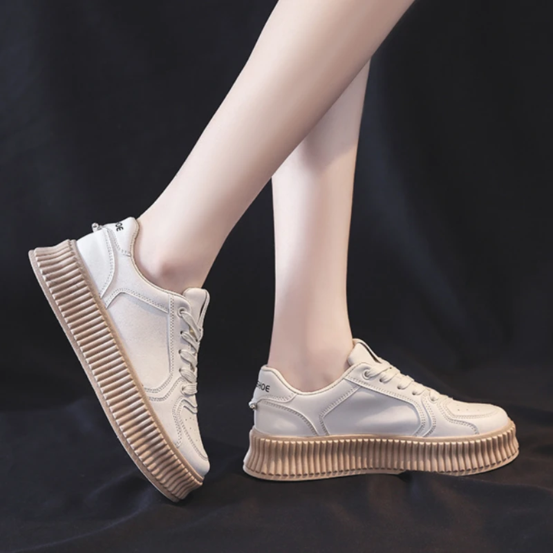 

Summer New PU Leather Shoes Women Sneakers Lace Up Flats Shoes Small White Shoes Ladies Flats Casual Footwear