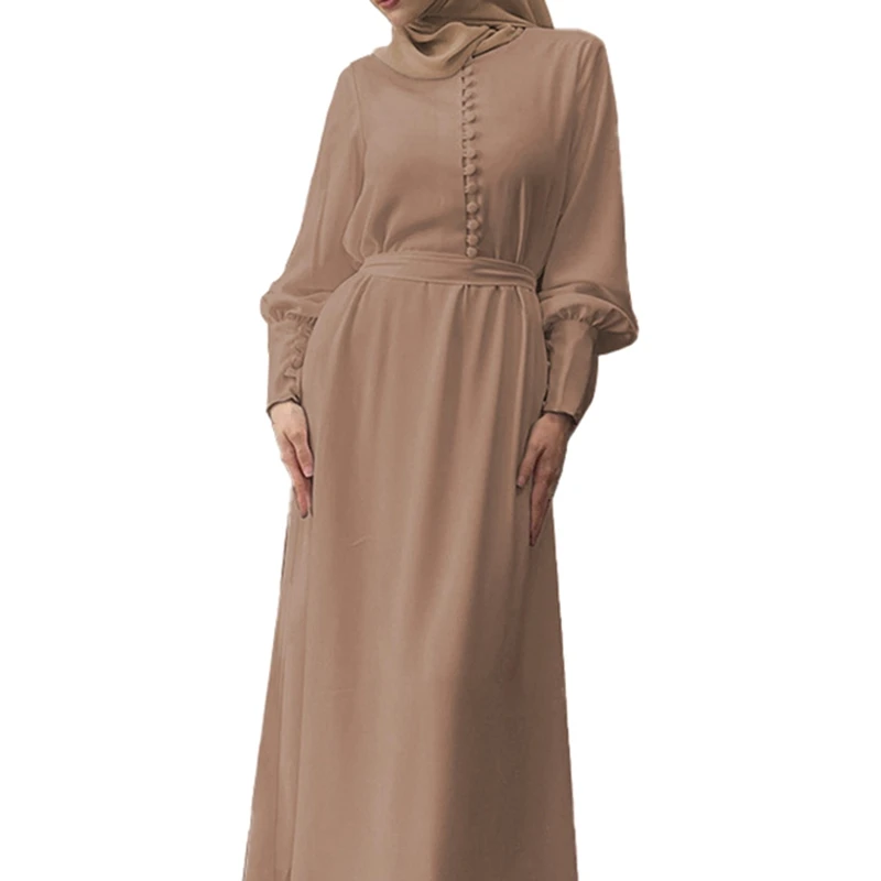 Muslim Elegant Women's Chiffon Dress Classic Double Layer Tunic Dress Ethic Costumes