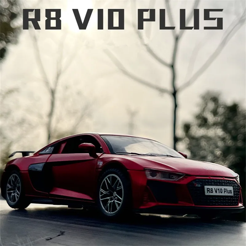 

1/32 Scale AUDI R8 V10 Coupe Alloy Car Model Diecasts Metal Toy Vehicles High Simulation Miniauto Sound Light Kids Toy Gift