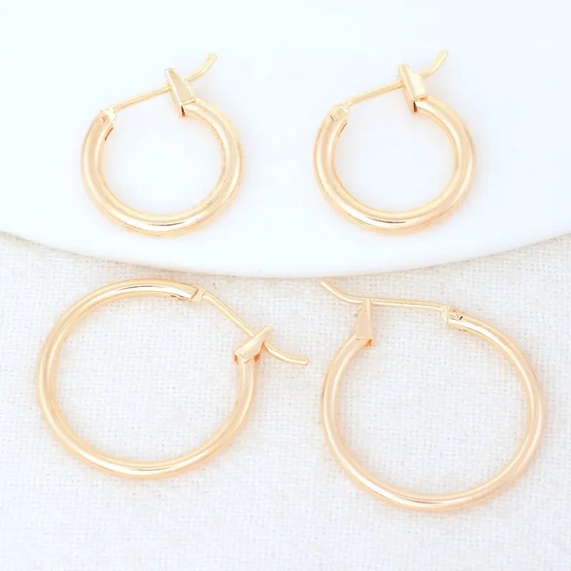 15MM 20MM 14K Gold Color Brass Round Earrings Hoops High Quality Jewelry Making Supplies Diy Findings Accessories