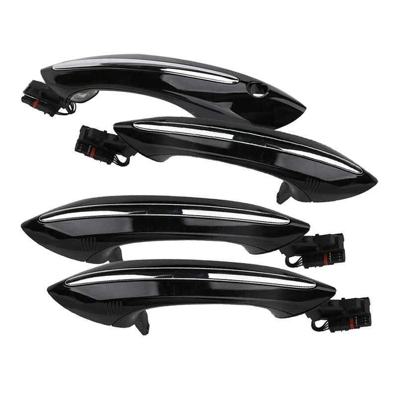 

4PCS Car Outer Exterior Door Handle Set with Light for -BMW 5 6 7 Series 530 640 740 F07 F10 F11 F06 F12 F13 F01 F02