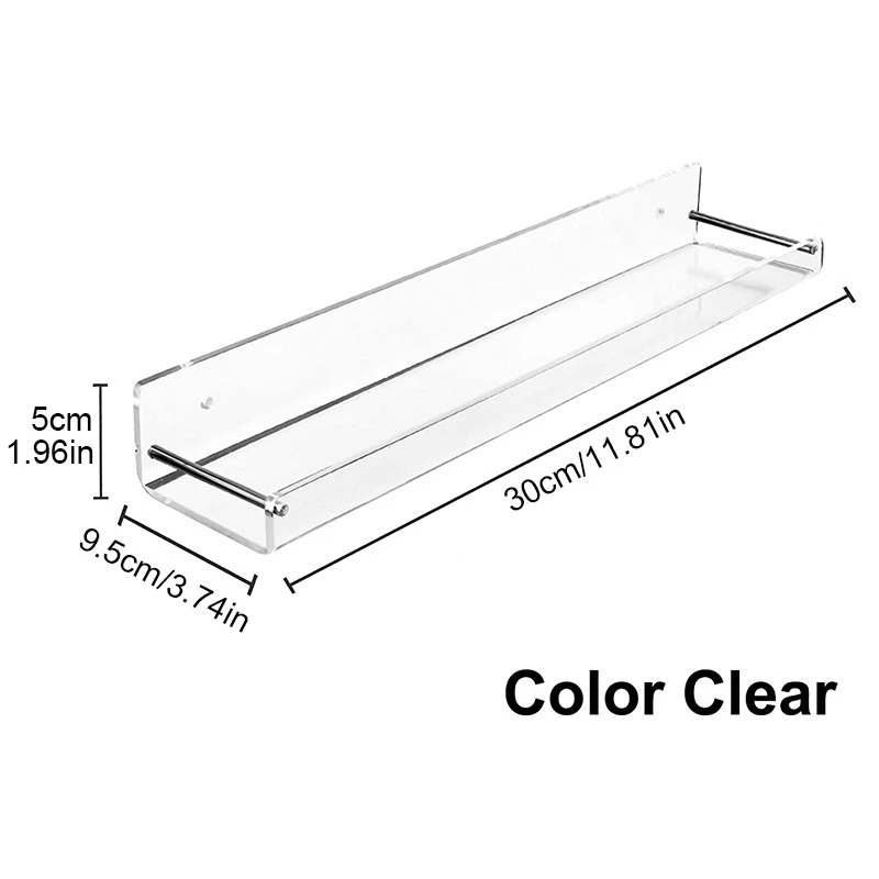 2 Pack Acrylic Floating Shelves, 15 L X3.25Inch W, Clear Bathroom Wall Shelf, Bookshelves, Invisible Display For Office