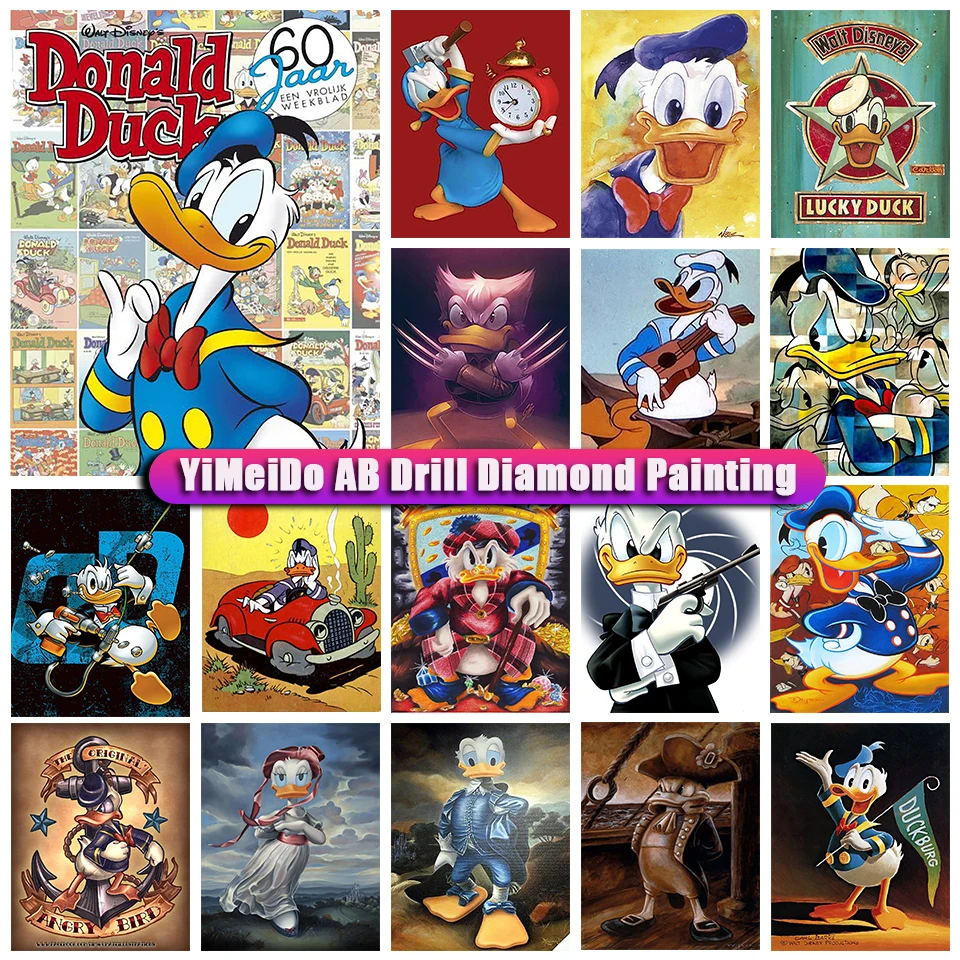

Disney 5D DIY AB Diamond Painting Cartoon Donald Duck Full Drill Diamond Mosaic Embroider Cross Stitch Kits for Children Gift