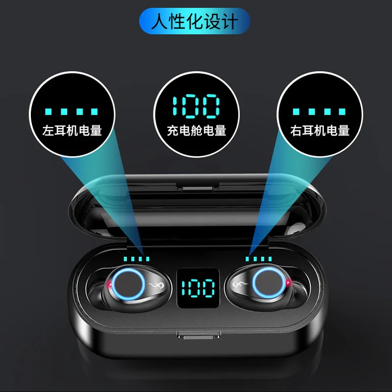 

V5.0 Headphones 3D Stereo Sports Wireless Earphones with Dual Microphone