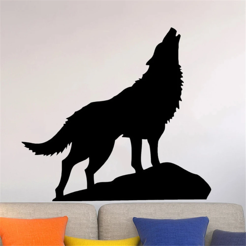 

Howling Wolf Animal Vinyl Wall Decals For Kids Bedroom Creative Decorative Stickers Livingroom Decor Removable Poster DW13602
