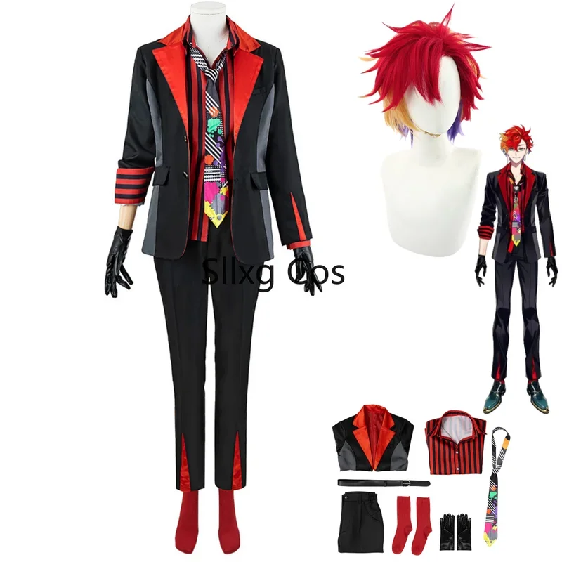 FC6Virtual YouTuber Хизаки Гамма Косплей Костюм Hololive Production UPROAR!! !Парик Черный Красный