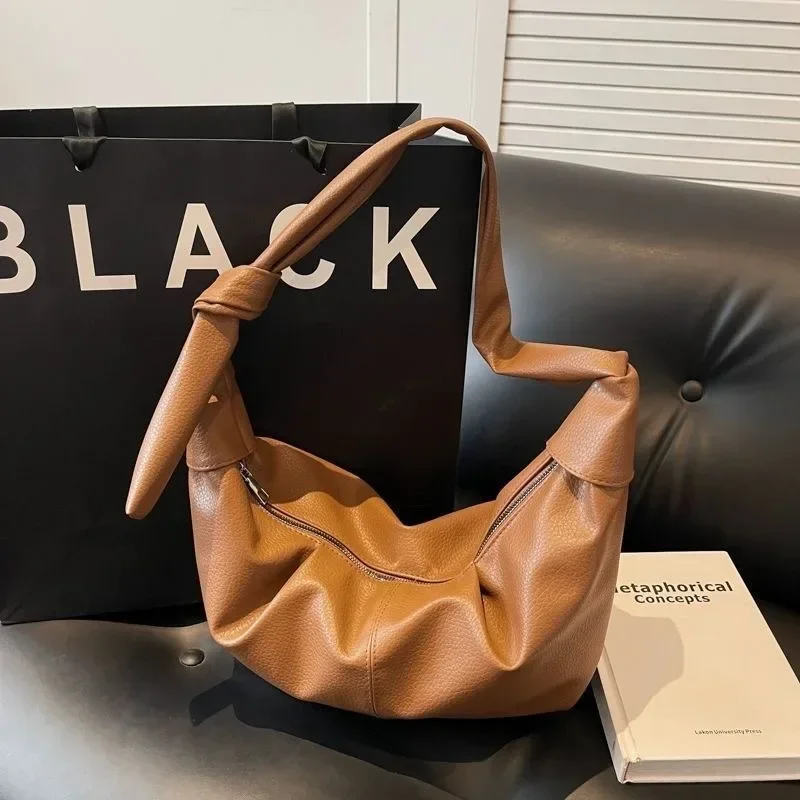 Большие однотонные сумки через плечо женская сумка-хобо на для женщин зима 2024