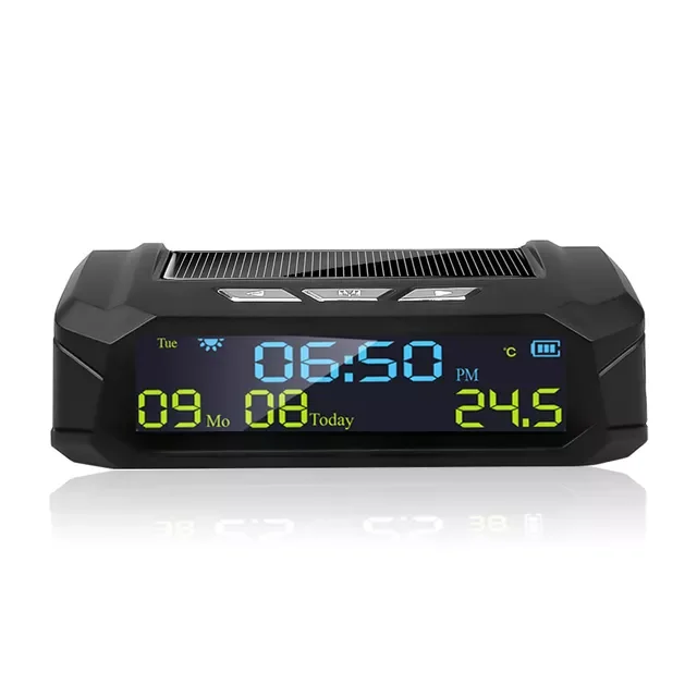 

Car Clock USB Solar Charge Smart Digital Clock Calendar Time Temperature LED Display Automobile Interior Accessories Auto Start
