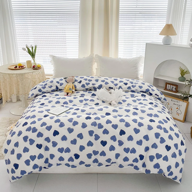 

Пододеяльник из 100% чистого хлопка, 1 шт., пододеяльники, синее одеяло с принтом в форме сердца, Королевский пододеяльник большого размера (на...