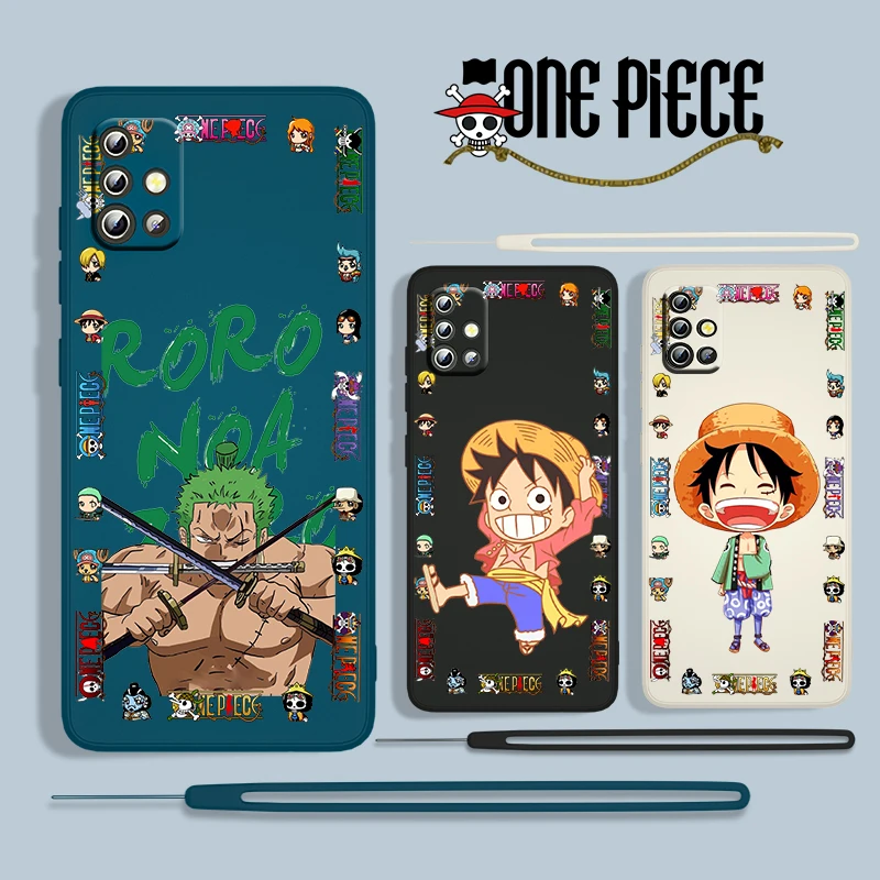 

Cute Anime ONE PIECE For Samsung Galaxy A73 A53 A33 A52 A32 A22 A71 A51 A21S A03S A30S A50 Liquid Rope Phone Case Cover Fundas