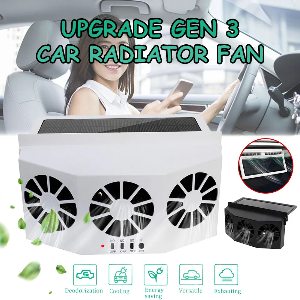

Автомобильный вентилятор на солнечной батарее, 3 вентилятора, вытяжной вентилятор для автомобиля, очиститель воздуха, вентилятор радиатора...