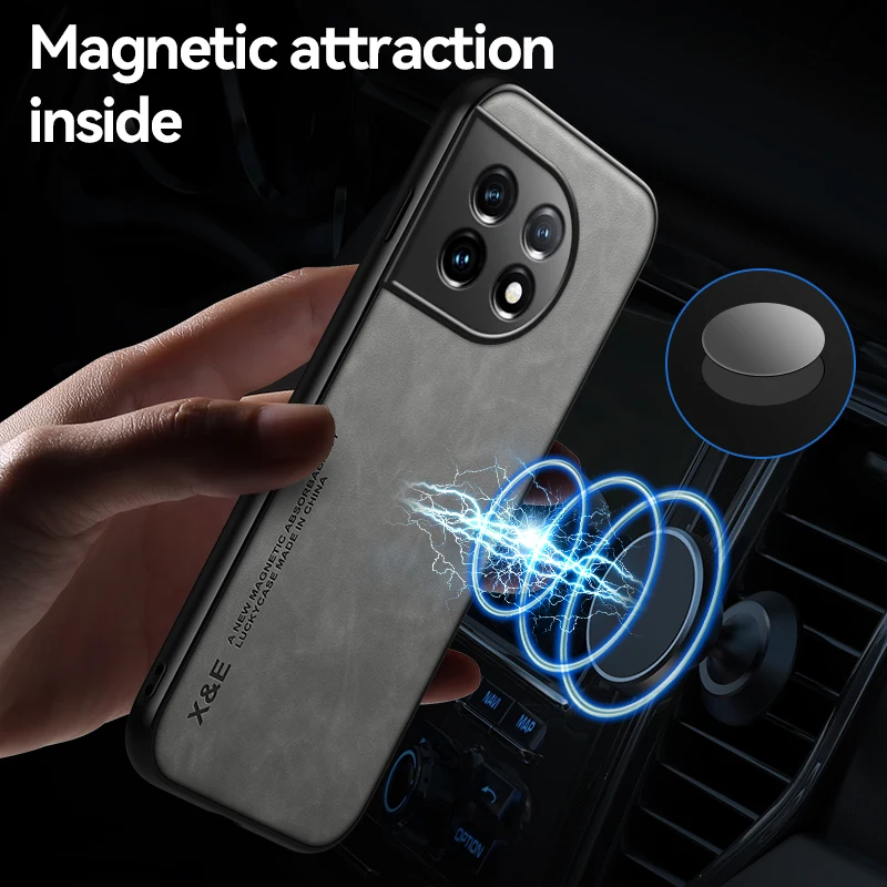 

For OnePlus Ace 2 5G Case Built-in Magnet Leather Phone Case For One Plus ACE 2 Ace2 PHK110 6.74" Car Holder Plate Back Cover