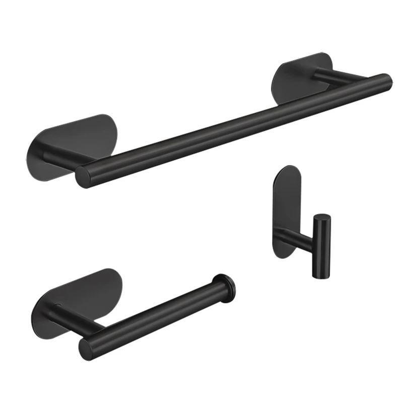 

Stainless Steel Bathroom Clothes Hook, Paper Towel Rack, Towel Bar Set, Perforated Free Towel Rack Bathroom Set